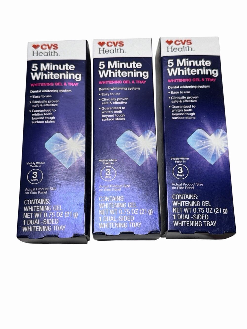 CVS Health 5 Minute Teeth Whitening Gel & Tray Dental Whitening System 3 Pack